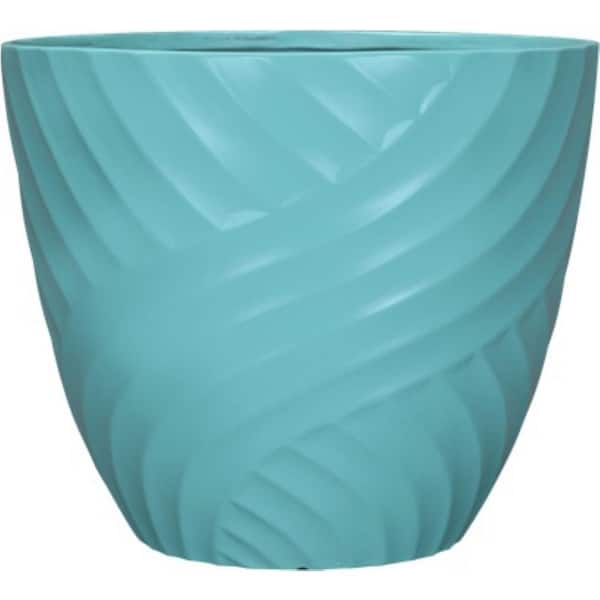 Vigoro Swoop Aqua Resin lndoor/Outdoor Planter with Drainage Hole