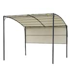 Outsunny 8 ft. x 10 ft. Beige Patio Metal Gazebo with Extendable Side ...