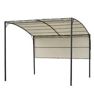 8 ft. x 10 ft. Beige Patio Metal Gazebo with Extendable Side Awning
