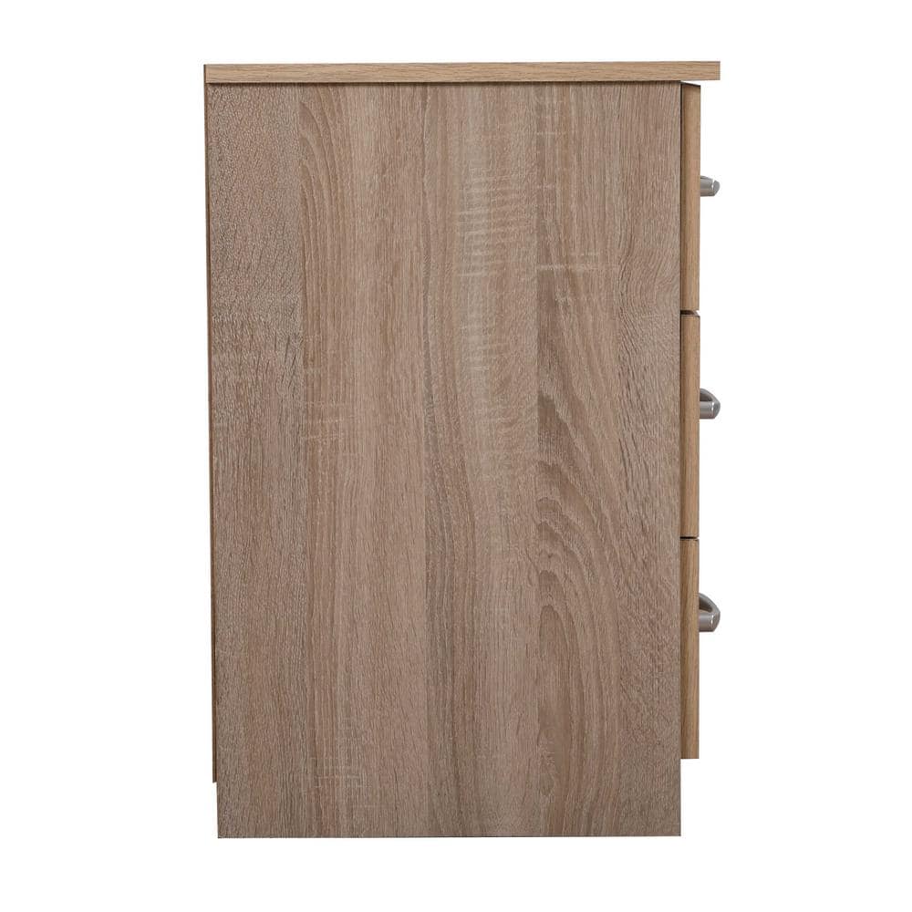 Boston 3-Drawer Compact Nightstand in Sandalwood and Gray