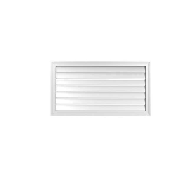 Ekena Millwork 40" x 22" Rectangular White PVC Paintable Gable Louver Vent Functional