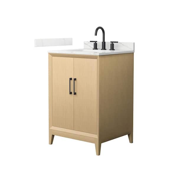 Janna 24 in. Single Freestanding White Oak Bath Vanity with Giotto Quartz Top (Assembled)