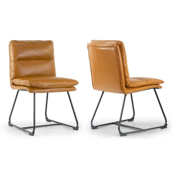 Set of 2 Aulani Light Brown Upholstered Metal Frame Dining Chair