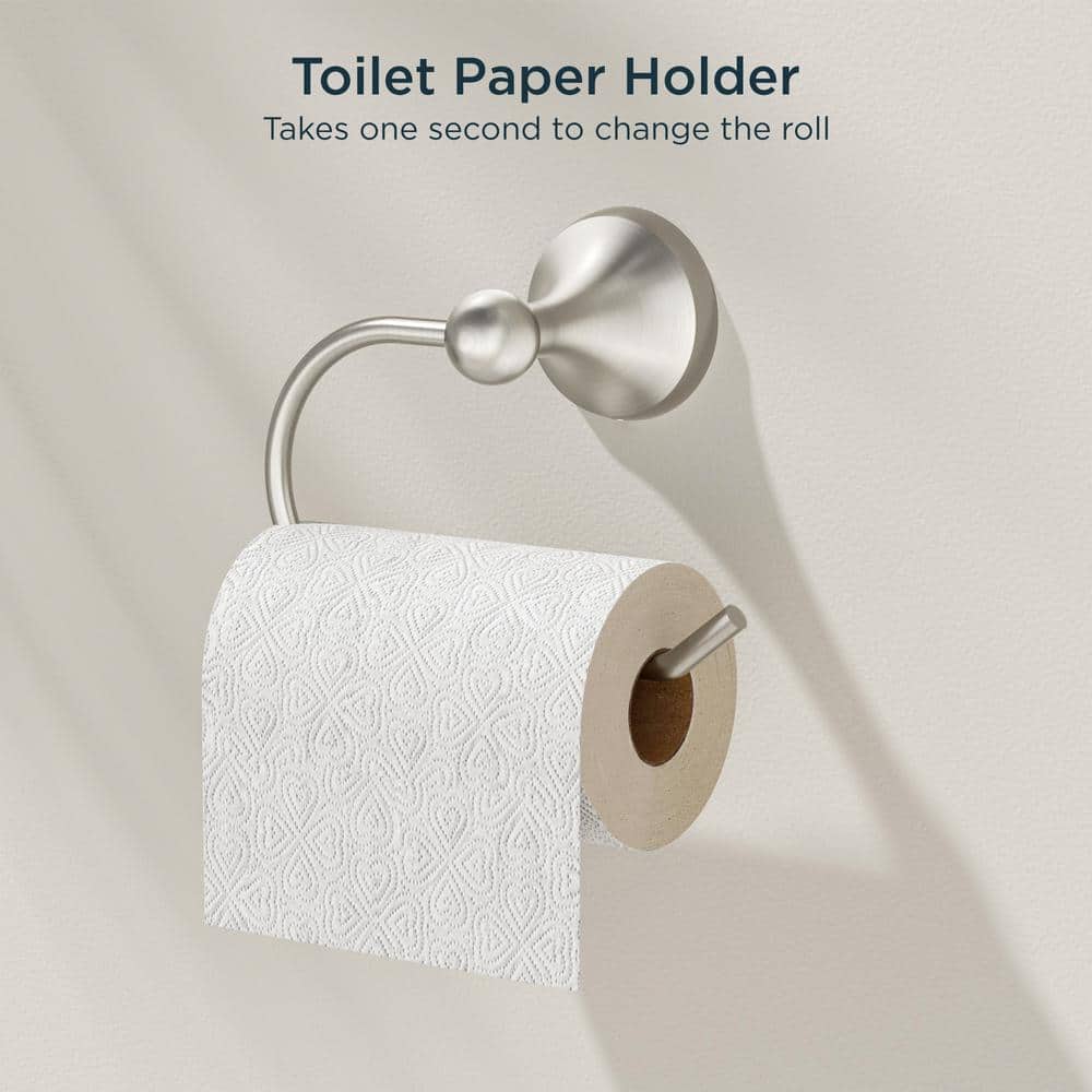 Brushed Nickel 4-Piece Bathroom Hardware Set with Stainless Steel Finish