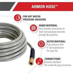 Armor Hose 3/8 in. x 200 ft. Replacement/Extension Hose with QC Connections for 4500 PSI Hot/Cold Water Pressure Washers