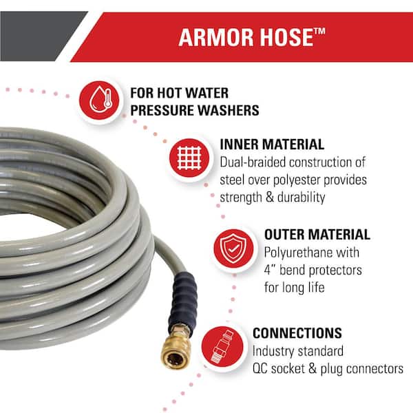 Armor Hose 3/8 in. x 200 ft. Replacement/Extension Hose with QC Connections for 4500 PSI Hot/Cold Water Pressure Washers