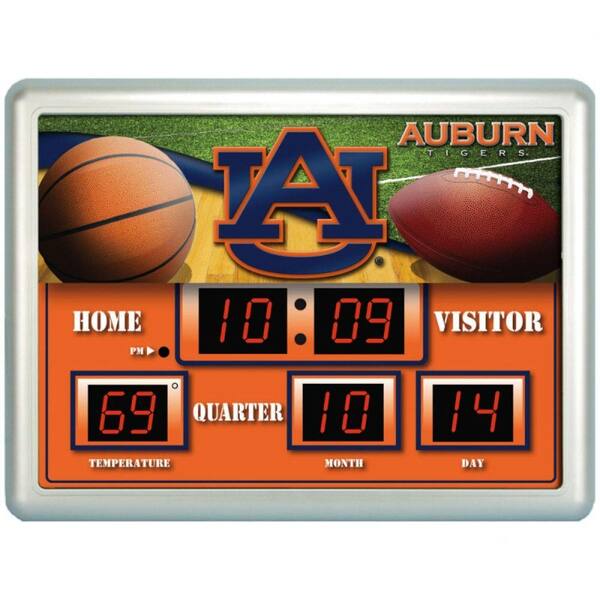 Team Sports America Auburn University 14 in. x 19 in. Scoreboard Clock with Temperature