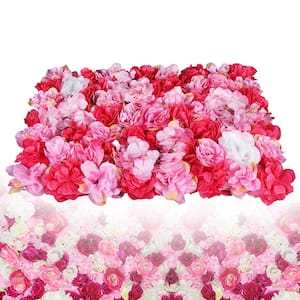 15.74 in. x 23.62 in. x 0.79 in. 6 Pieces Artificial Silk Rose Flower Wall Panels Wall Background Wedding Party Decor