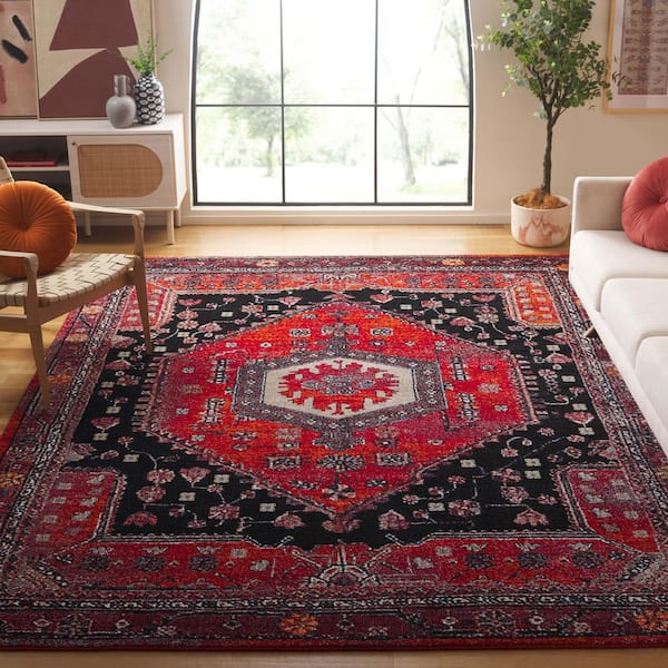 Vintage Hamadan 7 ft. x 9 ft. Red/Black Oriental Area Rug