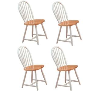 Hesperia Windsor Natural Brown and White Dining Side Chairs (Set of 4)