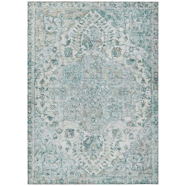 Chantille Machine Washable Indoor/Outdoor Abstract ACN2138 Teal 10 ft. x 14 ft. Area Rug