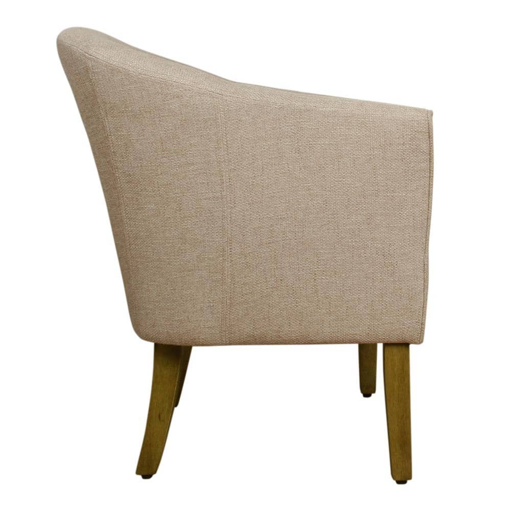 Flax Brown Modern Barrel Wooden Accent Chair