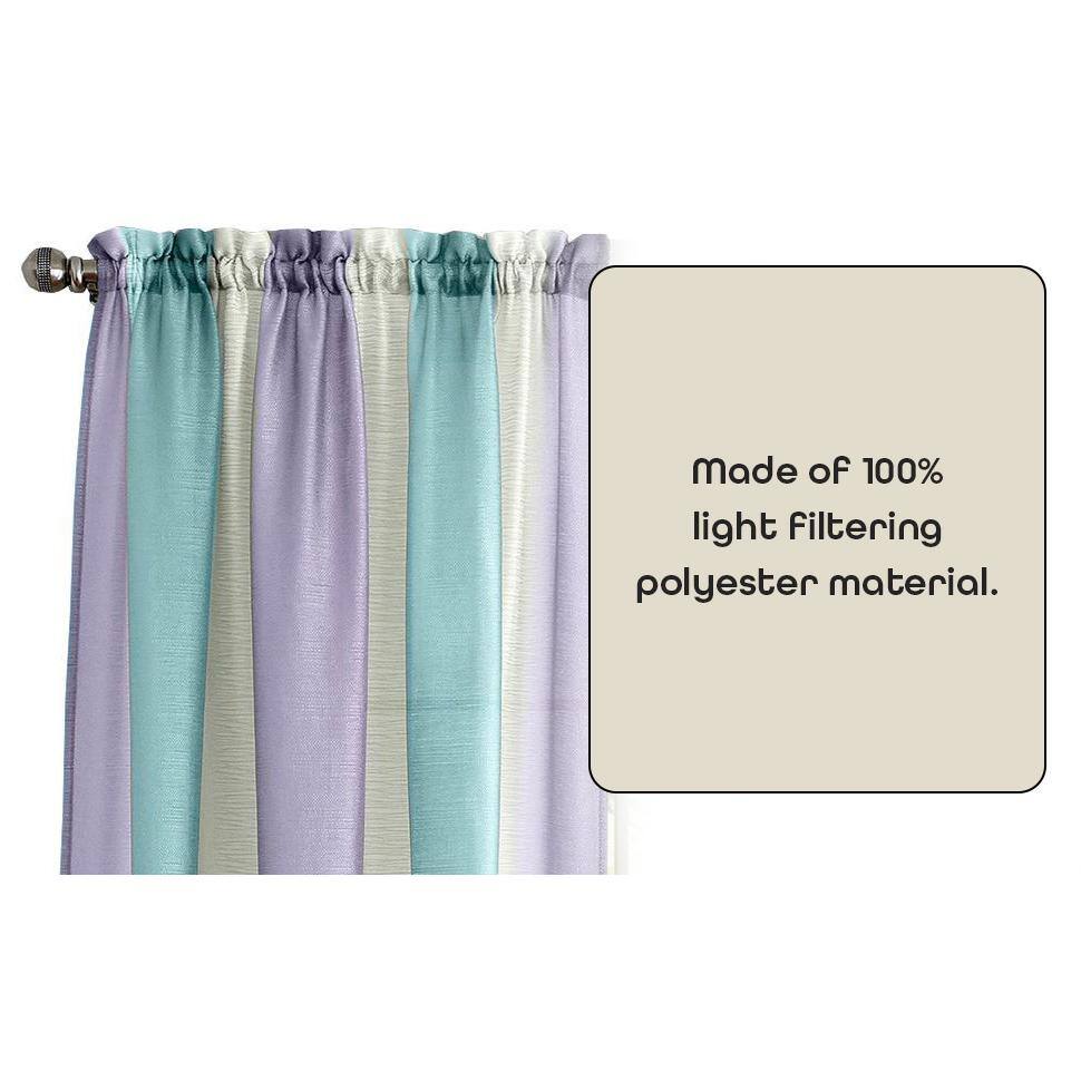Lilac and Turquoise Semi-Sheer Polyester Curtain Panel, 84" x 50"