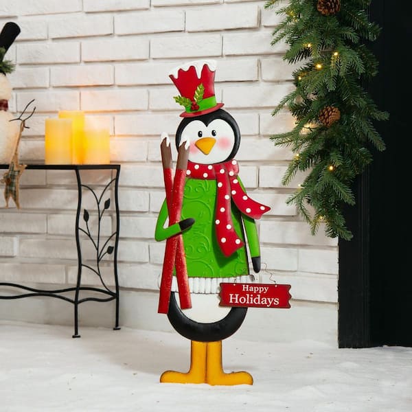 Penguin Christmas Tree Topper White Metal Tree Topper 