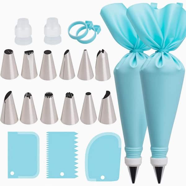 Piping Bags and Tips Set with Reusable for Cake Decorating, Baking, Cookie Icing, and Cupcakes