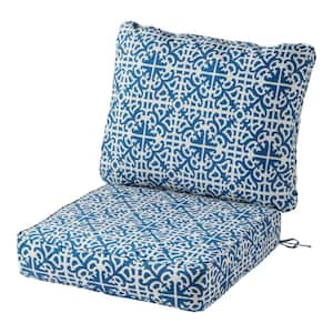 24 in. x 24 in. 2-Piece Deep Seating Outdoor Lounge Chair Cushion Set in Indigo