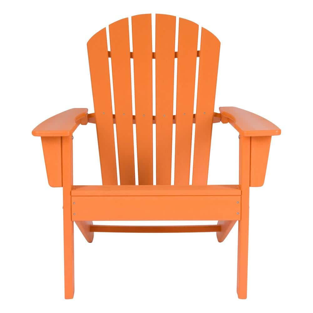 Shine Company Tangerine Seaside Plastic Adirondack Chair 7616mo The Home Depot