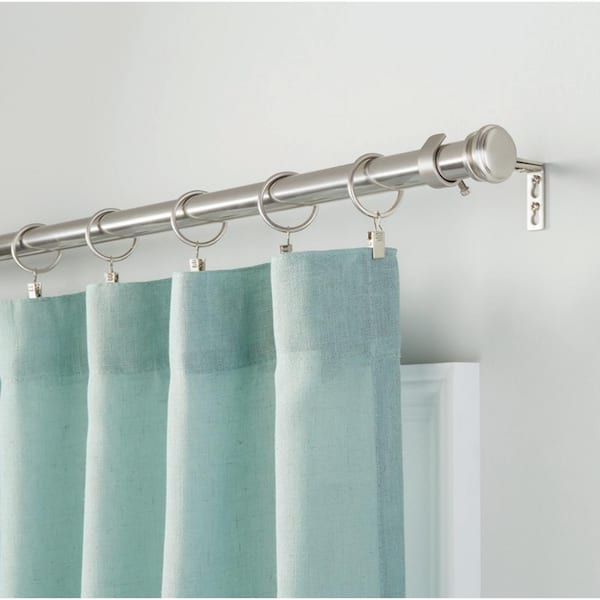 36 in. - 72 in. Telescoping 1 in. Single Curtain Rod in Brushed Nickel