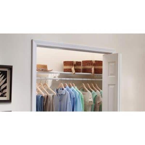 Closet Rod and Shelf Expandable Steel Tubes End Bracket Storage Shelves White 