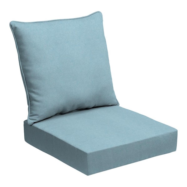 ARDEN 24 in. x 24 in. 2-Piece Deep Seating Outdoor Lounge Chair Cushion in Sky Blue Oceantex