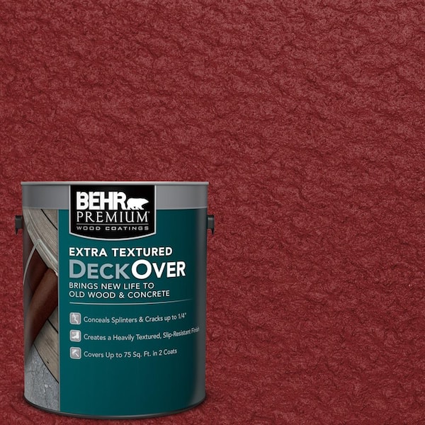 BEHR Premium Extra Textured DeckOver 1 gal. #SC-112 Barn Red Extra Textured Solid Color Exterior Wood and Concrete Coating