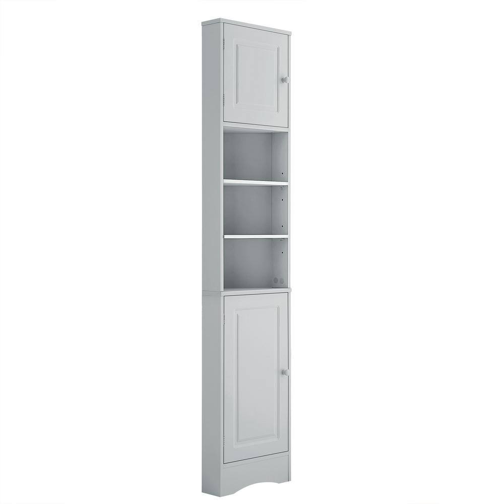 14.6 in. W x 9.4 in. D x 66.9 in. H Gray Linen Cabinet, Storage Cabinet wit