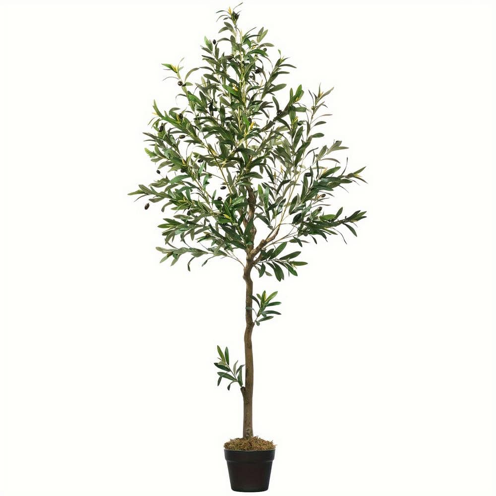 6 ft. Artificial Olive Tree Fake Potted Olive Tree With Planter for Home Of