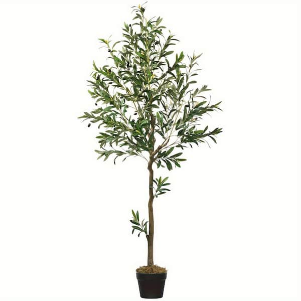 Unbranded 6 ft. Artificial Olive Tree Fake Potted Olive Tree With Planter for Home Office Decor Living Room