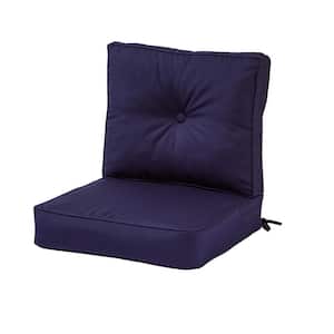 Sunbrella Navy 24 in. x 24 in. 2-Piece Deep Seating Outdoor Lounge Chair Cushion Set