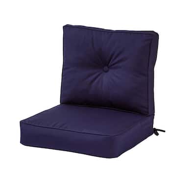Sunbrella Navy 2-Piece Deep Seating Outdoor Lounge Chair Cushion Set