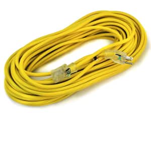 100 ft. 10/3-Gauge Indoor/Outdoor Electric Power Cable Extension Cord, Yellow