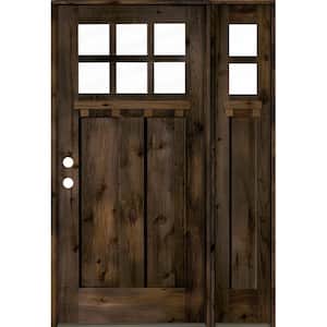 46 in. x 80 in. Craftsman Alder 2- Panel Right-Hand/Inswing 6-Lite Clear Glass Black Stain Wood Prehung Front Door w/RSL