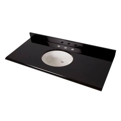 49 in. W x 22 in. D Colorpoint Vanity Top in Black with White Bowl