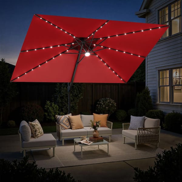 Crestlive Products 12 ft. x 9 ft. Solar Lighted Patio Cantilever Umbrella in Dark Gray Double Top Outdoor Offset Umbrella with Cross Stand CL-PU070DGY - The Home Depot Crestlive Products 12 ft. x 9 ft. Solar Lighted Patio Cantilever Umbrella in Dark Gray Double Top Outdoor Offset Umbrella with Cross Stand CL-PU070DGY - The Home Depot
