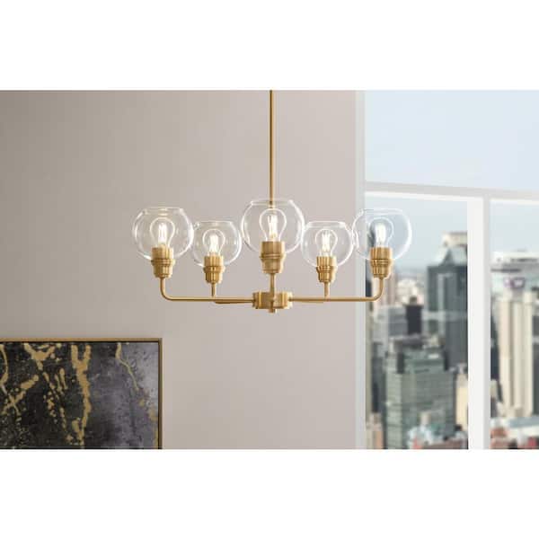 Hampton Bay Florabelle 5-Light Chandelier Gold Clear Globe