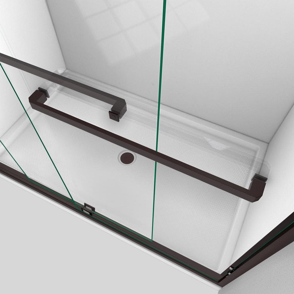 Encore 60" Frameless Clear Glass Sliding Shower Door in Black