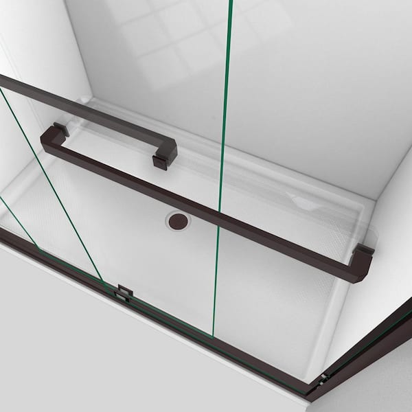 Encore 56 in. to 60 in. W x 76 in. H Sliding Semi-Frameless Shower Door in Oil Rubbed Bronze
