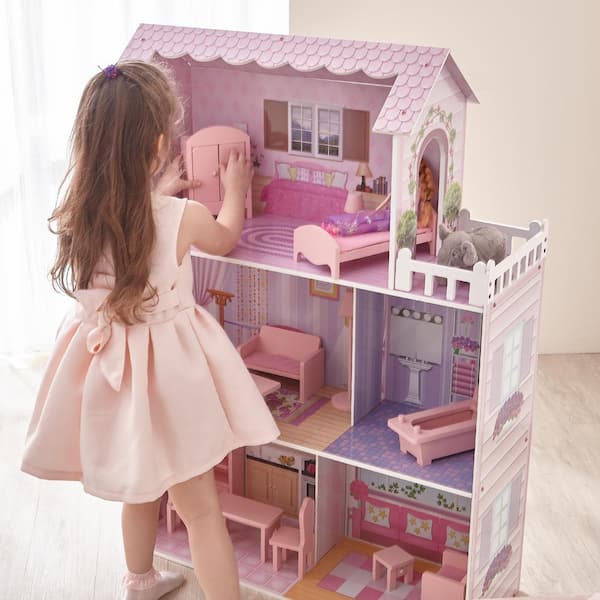 Teamson Kids Dreamland Tiffany 12 in. Doll House in Pink KYD-10922A - Home Depot