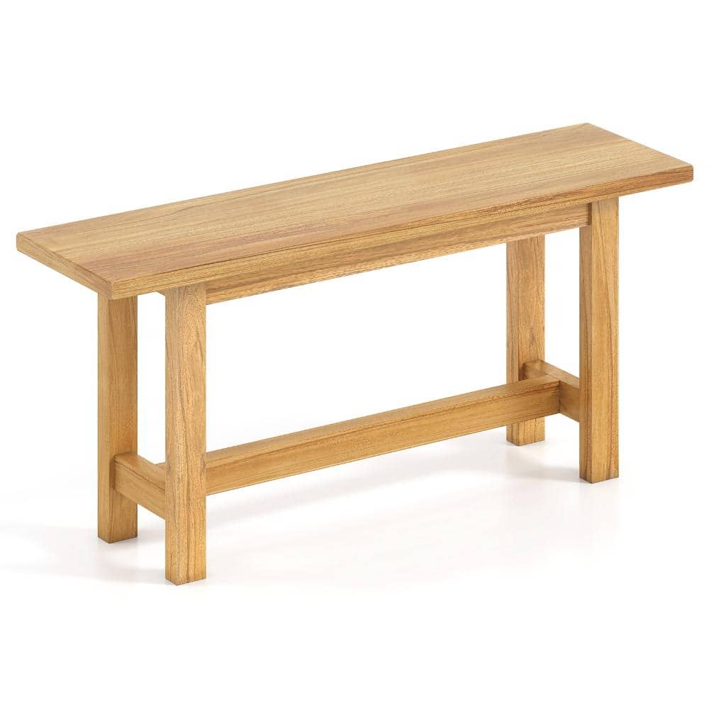 40 in. Teak Wood Outdoor Patio Bench with H-Shaped Legs and 220 lb. Capacity, Natural