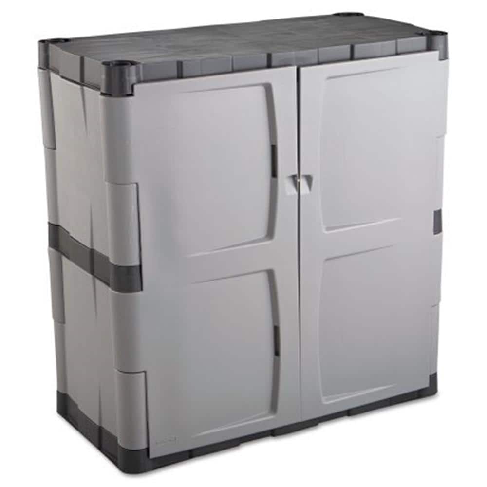 Rubbermaid Resin Freestanding Garage Cabinet in Gray/black (36 in. W x ...