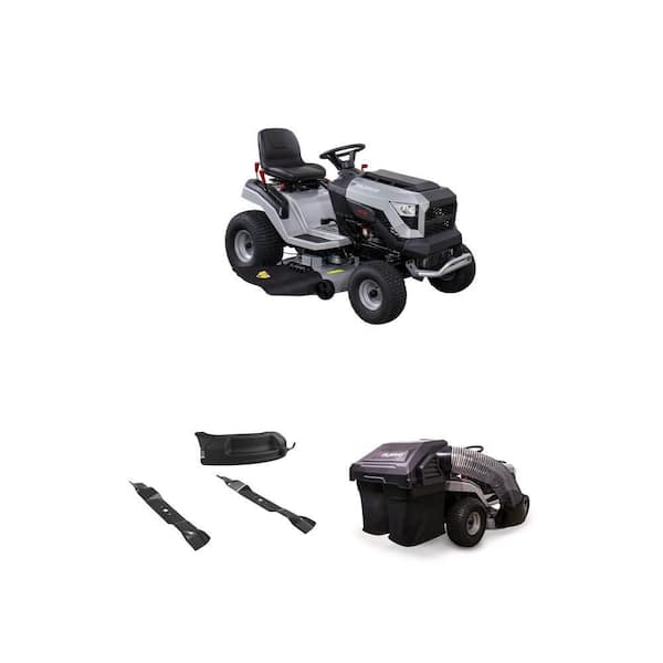 42 in. 19.0 HP Riding Lawn Tractor Mower, Mulching Kit and Double Bagger for 42 in. Deck Combo