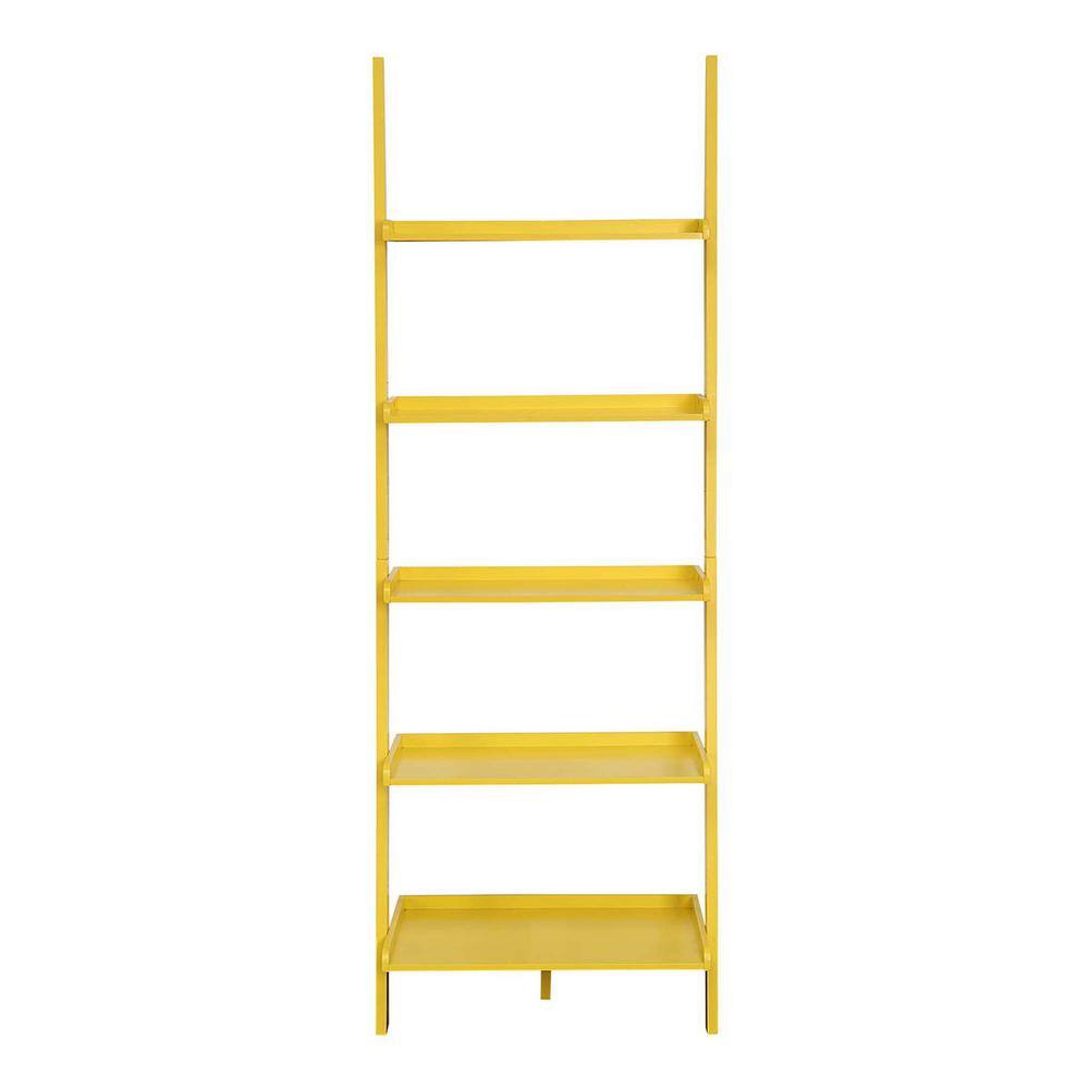 Sunshine Yellow Solid Pine and Birch Veneer Ladder Bookshelf