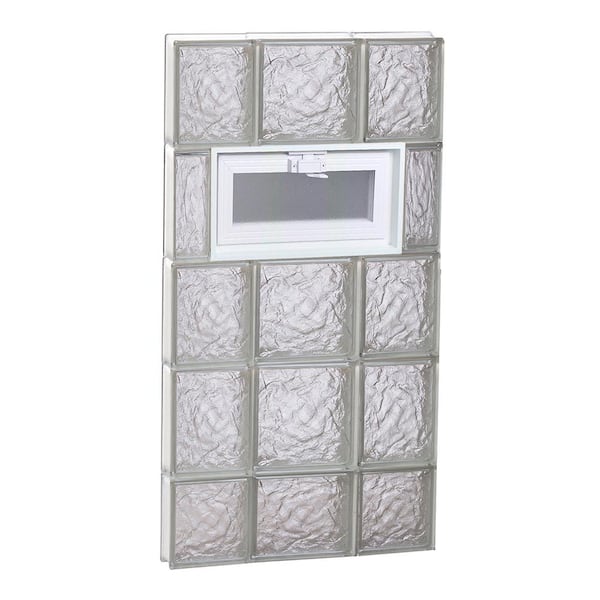 Clearly Secure 19.25 in. x 36.75 in. x 3.125 in. Frameless Ice Pattern Vented Glass Block Window