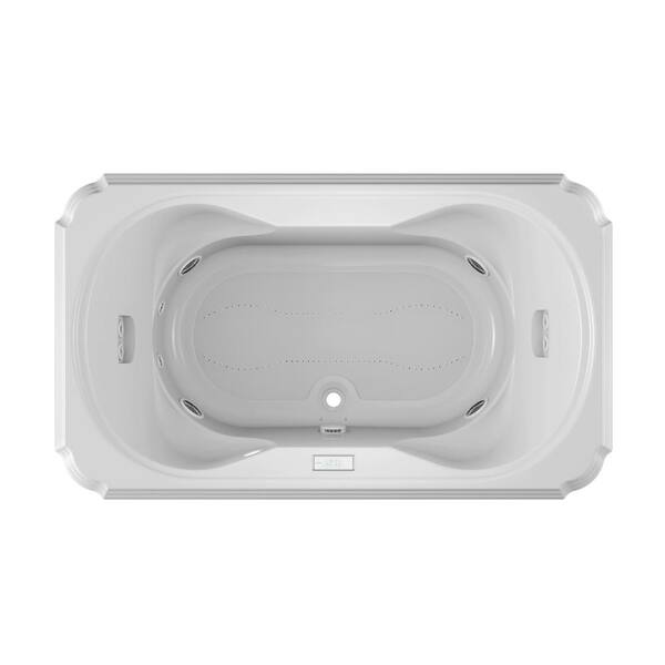 JACUZZI Marineo Salon Spa 72 in. x 42 in. Rectangular Combination Bathtub with Center Drains in White