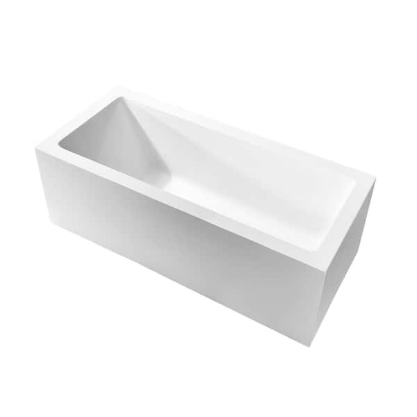 Winado 59 in. Acrylic Flatbottom Rectangle Non-Whirlpool Bathtub in White