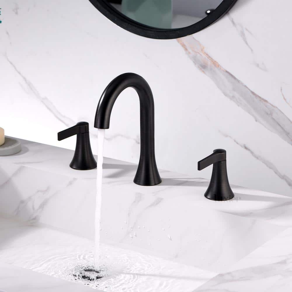 Oil Rubbed Bronze Widespread Bathroom Faucet with Drain Assembly