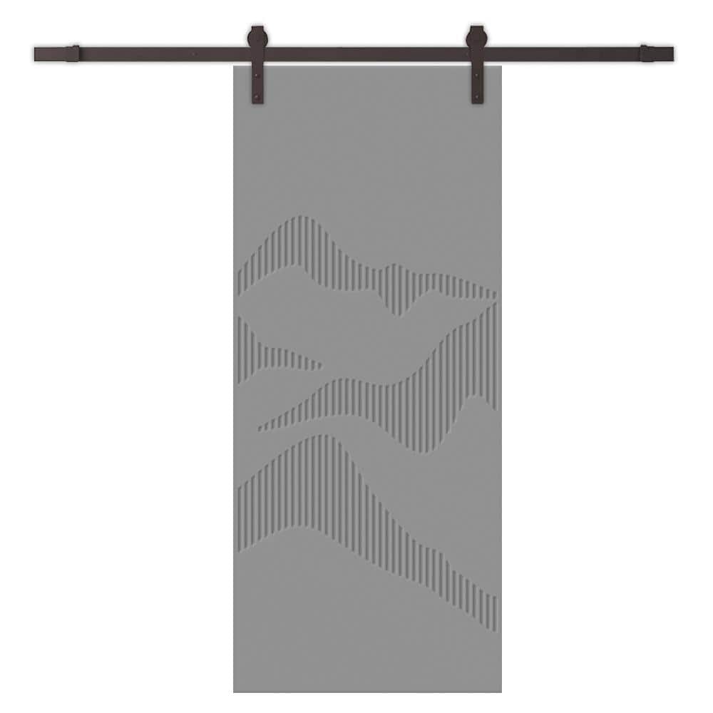 42 in. x 84 in. Light Gray Painted Composite MDF Paneled Interior Sliding Barn Door with Hardware Kit price history on PriceWatchPro