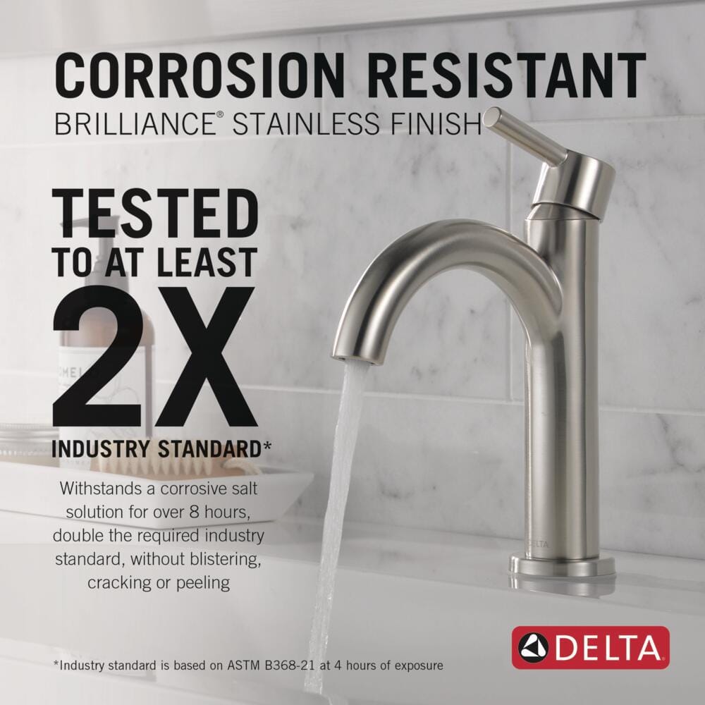 Nicoli Brushed Stainless Steel Single Handle Mid-Arc Bathroom Faucet