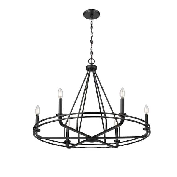 Jody 6 light Matte Black Chandelier Ceiling Light