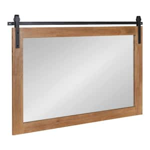 Samuels 26.75 in. H x 37.5 in. W Modern Rectangle Framed Rustic Brown Wall Mirror